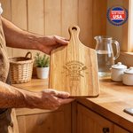 Personalized Engraved Everything Tastes Better Wooden Charcuterie Cutting Board with Handle and Year Made in USA Birthday Father's Day Gift for Dad