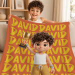 Personalised 3D-Style Character Artwork Soft Throw Blanket with Photo and Name Home Decor Birthday Gift for Boys Girls