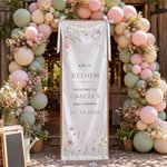 Personalised Wildflower Baby in Bloom Bow Welcome Banner with Name and Date Party Decor Baby Shower Gender Reveal Gift for Expecting Mum