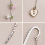 Personalized Miniature Lily of the Valley Bookmark Hook with Initial Reading Accessory Birthday Gift for Book Lovers Bookworms