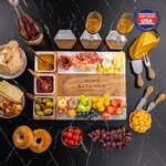 Personalized Engraved Text Acacia Wood Marble Texture 11 Pcs Cutting Board Coaster Set with Bowl and Spoon Ship from USA Mother's Day Gift for Mom