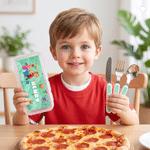 Personalised 3D-Style Cartoon Character Artwork Photo Knife Fork Spoon Three-Piece Set with Name and Initial Back to School Birthday Gift for Children