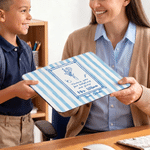 Personalised Striped Birth Flower Teacher Theme Non-Slip Mouse Pad Desk Mat with Text Back to School Office Gift for Teachers Educators