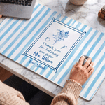 Personalised Striped Birth Flower Teacher Theme Non-Slip Mouse Pad Desk Mat with Text Back to School Office Gift for Teachers Educators
