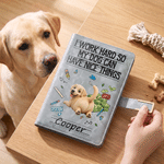 Personalized I Work Hard So My Dog Can Have Nice Things PU Leather A5 Notebook with Name Daily Office Use Birthday Gift for Colleague Dog Owner