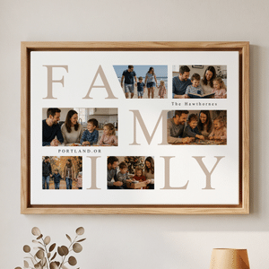 Personalised 6 Family Photos Collage Canvas Prints with Text and Address Living Room Decor Ship from USA Birthday Housewarming Gift for Family