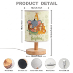 Personalized Cute Cartoon Animal Linen Table Lamp with Name Home Decor Birthday Gift for Kids Friends
