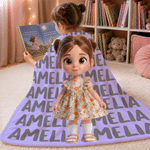 Personalised 3D-Style Character Artwork Soft Throw Blanket with Photo and Name Home Decor Birthday Gift for Boys Girls