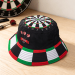 Personalised Dartboard Pattern Sun Protection Bucket Hat with Name Dart Club Summer Use Birthday Gift for Dart Fans