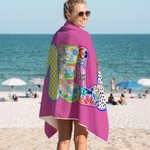 Personalisiertes Strandtuch mit Retro-Boho-Namen | schnelltrocknend | Badetuch | Reisezubehör | Party Geburtstag Sommer Urlaub Geschenk für Frauen