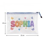 Personalisierte Reißverschlusstasche | mit 3D-Ölgemälde-Stil-Namen | wasserfestes Netzmaterial | als Strandtasche | Geschenk für Kinder und Frauen
