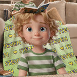 Coperta morbida personalizzata con foto, in stile 3D multicolore, con personaggi illustrati e nome – Decorazione per la casa, regalo di compleanno per bambini e famiglia