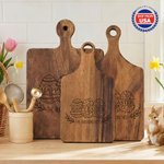 Personalized Rabbit Easter Egg Wooden Reversible Charcuterie Cutting Board with Engraved Text Ship from USA Easter Gift for Family Friends