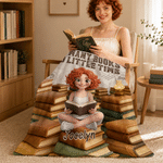 Personalized Book Reading Character Photo Soft Throw Blanket with Name and Title Home Decor Living Room Birthday Gift for Bookworm Book lover