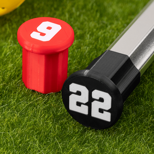 Personalized 3D Printed Colourful Lacrosse End Cap with Player Number Team Appreciation Birthday Gift for Youth Lacrosse Player