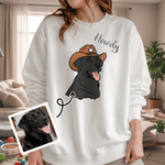 Personalised Multicolour Embroidered Pet Cowboy Hat Avatar Photo T-shirt Sweatshirt Hoodie with Name Pet Party Birthday Gift for Pet Lovers