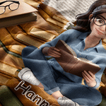 Personalized Book Reading Character Photo Soft Throw Blanket with Name and Title Home Decor Living Room Birthday Gift for Bookworm Book lover