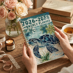 Personalized Cute Summer Turtle Name 2026-2028 Spiral Planner Notebook with Monthly Planner Pages Birthday Christmas Gift for Family Friends