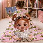 Coperta morbida personalizzata con foto, in stile 3D multicolore, con personaggi illustrati e nome – Decorazione per la casa, regalo di compleanno per bambini e famiglia