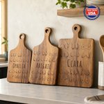 Personalized Boob Pattern Wooden Reversible Cutting Board with Engraved Name and Grip Ship from USA Housewarming Birthday Gift for Family Friends