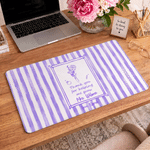 Personalised Striped Birth Flower Teacher Theme Non-Slip Mouse Pad Desk Mat with Text Back to School Office Gift for Teachers Educators