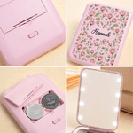 Miroir de poche LED personnalisé pour le maquillage, avec motif aquarelle représentant la fleur de naissance et le prénom – Cadeau d'anniversaire ou de fête pour une amie, à utiliser au quotidien