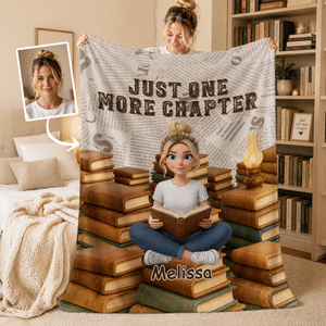 Personalised Book Reading Character Photo Soft Throw Blanket with Name and Title Home Decor Living Room Birthday Gift for Bookworm Book lover