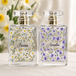 Personalized Birth Flower Vintage Refillable 2 oz Perfume Bottle with Name Daily Use Travel Birthday Gift for Bridesmaids Friends