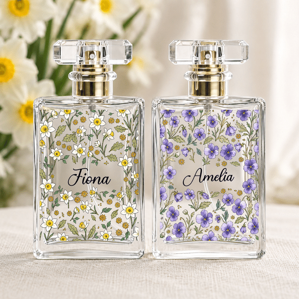 Personalized Birth Flower Vintage Refillable 2 oz Perfume Bottle with Name Daily Use Travel Birthday Gift for Bridesmaids Friends