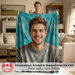 Personalized Oil Painting Style Photo Soft Throw Blanket with Name Ship from Canada Home Decor Birthday Anniversary Gift for Family Friends