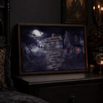 Personalised Halloween Haunted House Canvas Prints with Family Surname and 2-8 Names Living Room Decor Ship from USA Halloween Gift for Family