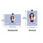 Personalised Colourful Stripe 3D-Effect Artwork ID Card Badge Holder with Title and Surname Teacher's Day Appreciation Gift for Teachers