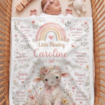 Personalised Flower Lamb Christian Blessing Quotes Soft Warm Throw Blanket with Name Room Decor Baby Shower Baptism Gift for Kid Newborn