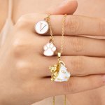 Personalized Cute Teacup‑Style Pet Necklace with Initial Pendant Dainty Jewellery Birthday Appreciation Gift for Pet Lovers