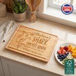 Personalized Shark Coochie Board FSC Bamboo Charcuterie Cutting Board with Name and Juice Groove Ship from USA Housewarming Gift for Friends Family
