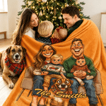 Personalized Exaggerated Comic Photo Soft Throw Blanket with Text Home Decor Birthday Anniversary Gift for Couple Family Friends