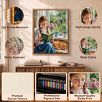 Personalized Oil Painting Style Reading Character Photo Canvas Prints with Text Home Wall Decor Ship from USA Birthday Housewarming Gift for Bookworms