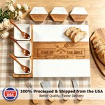 Personalized King of The Grill Acacia Marble 11 Pcs Cutting Board Coaster Set with Bowl and Spoon Made in USA Father's Day Gift for Dad Grandpa