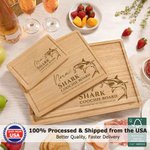 Personalized Funny Shark FSC Charcuterie Bamboo Cutting Board with Name Ship from USA Housewarming Gift for Family Friends