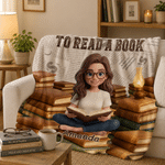 Personalized Book Reading Character Photo Soft Throw Blanket with Name and Title Home Decor Living Room Birthday Gift for Bookworm Book lover