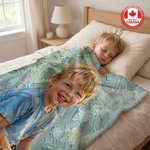 Personalized Oil Painting Style Photo Soft Throw Blanket with Name Ship from Canada Home Decor Birthday Anniversary Gift for Family Friends