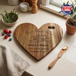 Personalized Simple Line House Photo Name Text Heart Cutting Board with Knife and Fork Ship from USA Wedding Party Housewarming Gift for Newlyweds