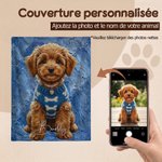 Couverture douce personnalisée avec photo et nom - Effet peinture à l'huile - Cadeau d'anniversaire pour amoureux des animaux