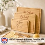 Personalized Simple Line Drawing Name FSC Bamboo Charcuterie Cutting Board with Title and Juice Groove Made in USA Father's Gift for Family Father