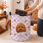 Personalized Pet Avatar Grid Large Capacity Laundry Storage Basket with Name Room Decor Halloween Gift for Pet Owner