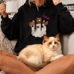 Personalised Multicolour Embroidered Pet Cowboy Hat Avatar Photo T-shirt Sweatshirt Hoodie with Name Pet Party Birthday Gift for Pet Lovers