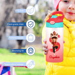 Personalised 3D-Effect Artwork Cartoon Chinese Lion Dance 12 oz Insulated Water Bottle  with Silicone Straw Photo and Name Back to School Gift for Kid