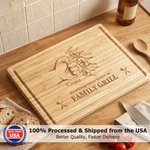 Personalized Dad's Grill FSC Bamboo Engraved Fist Bump Cutting Board with Names Made in USA Father's Day Housewarming Birthday Gift for Father Family