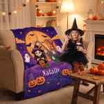 Personalized Halloween Cartoon Character Photo Soft Throw Blanket with Name and Initial Home Decor Halloween Party Gift for Kids