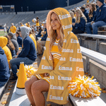Personalised Cheerleading Cartoon Character Soft Hooded Blanket with Name Home Decor Game Day Team Gift for Cheerleaders Coaches